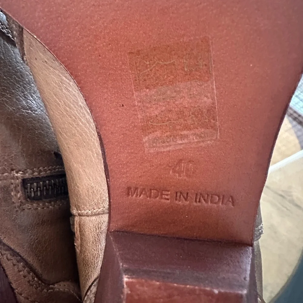 Free People Tan Leather Western Zip Booties